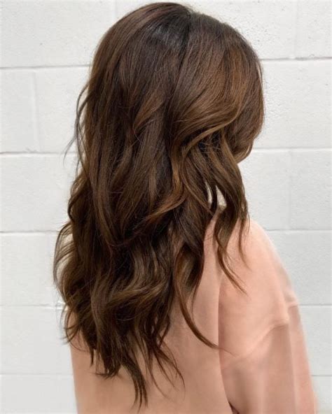 medium brown haircolor|neutral medium brown long hair.